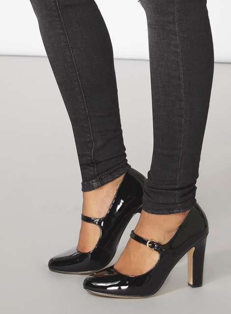 Wide Fit 'Whoop' Mary Jane Black Court Shoes